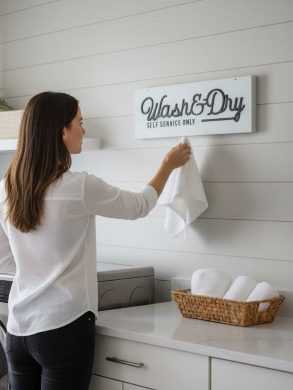 "Wash & Dry, Self-Service Only" Canvas Wall Decor